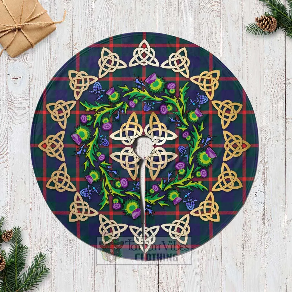 Agnew Tartan Christmas Tree Skirt with Thistle Celtic Knot Style