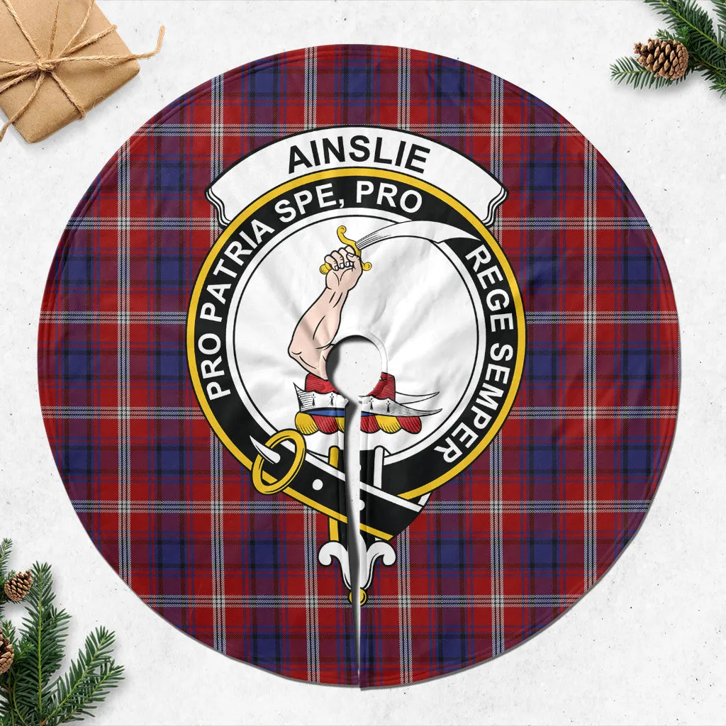 Ainslie Tartan Christmas Tree Skirt with Family Crest