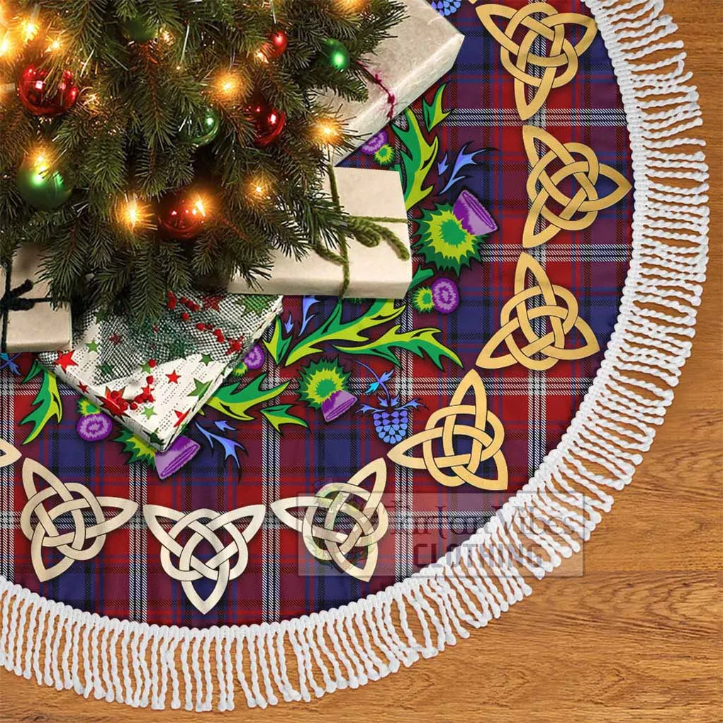 Ainslie Tartan Christmas Tree Skirt with Thistle Celtic Knot Style