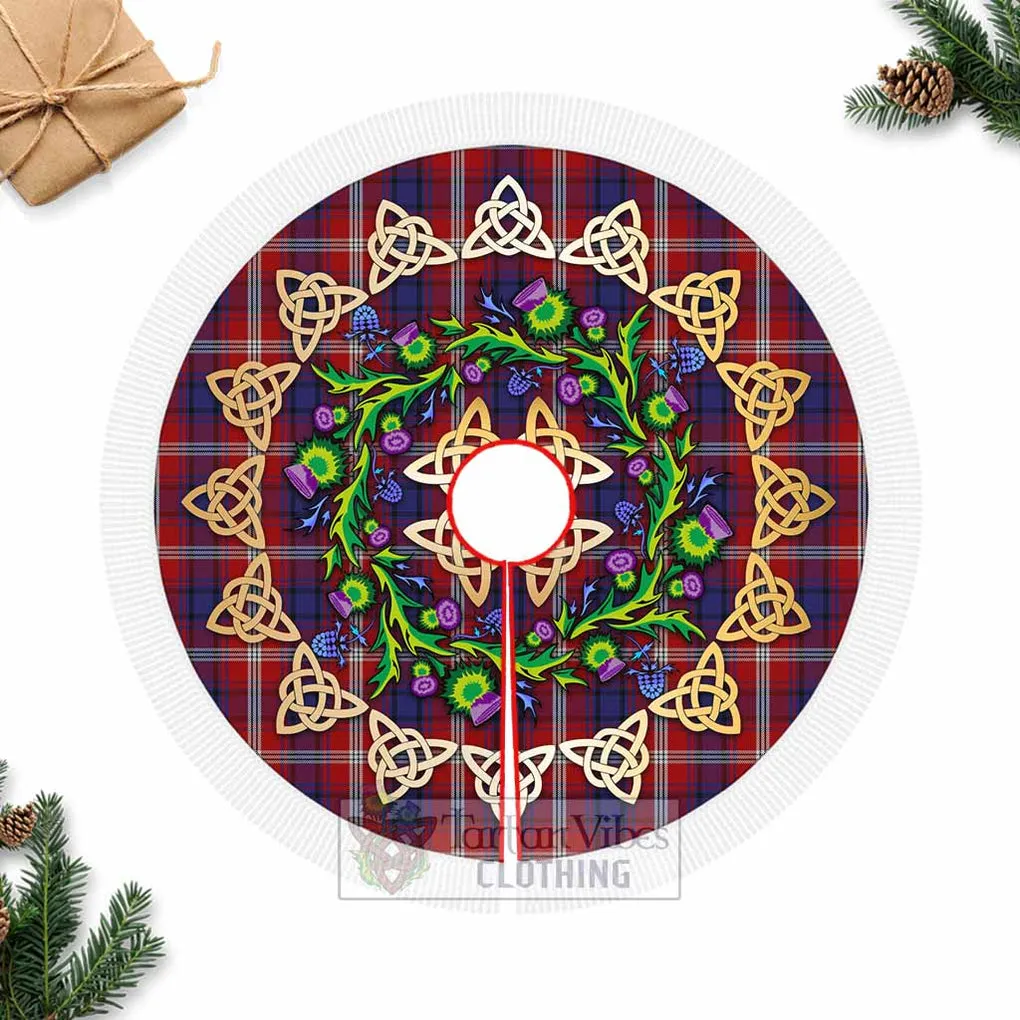 Ainslie Tartan Christmas Tree Skirt with Thistle Celtic Knot Style