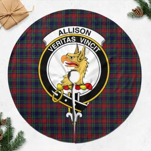 Allison Red Tartan Christmas Tree Skirt with Family Crest