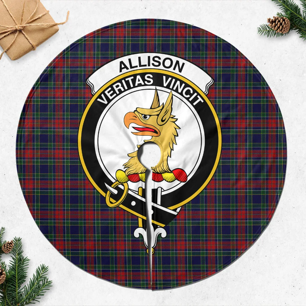 Allison Red Tartan Christmas Tree Skirt with Family Crest