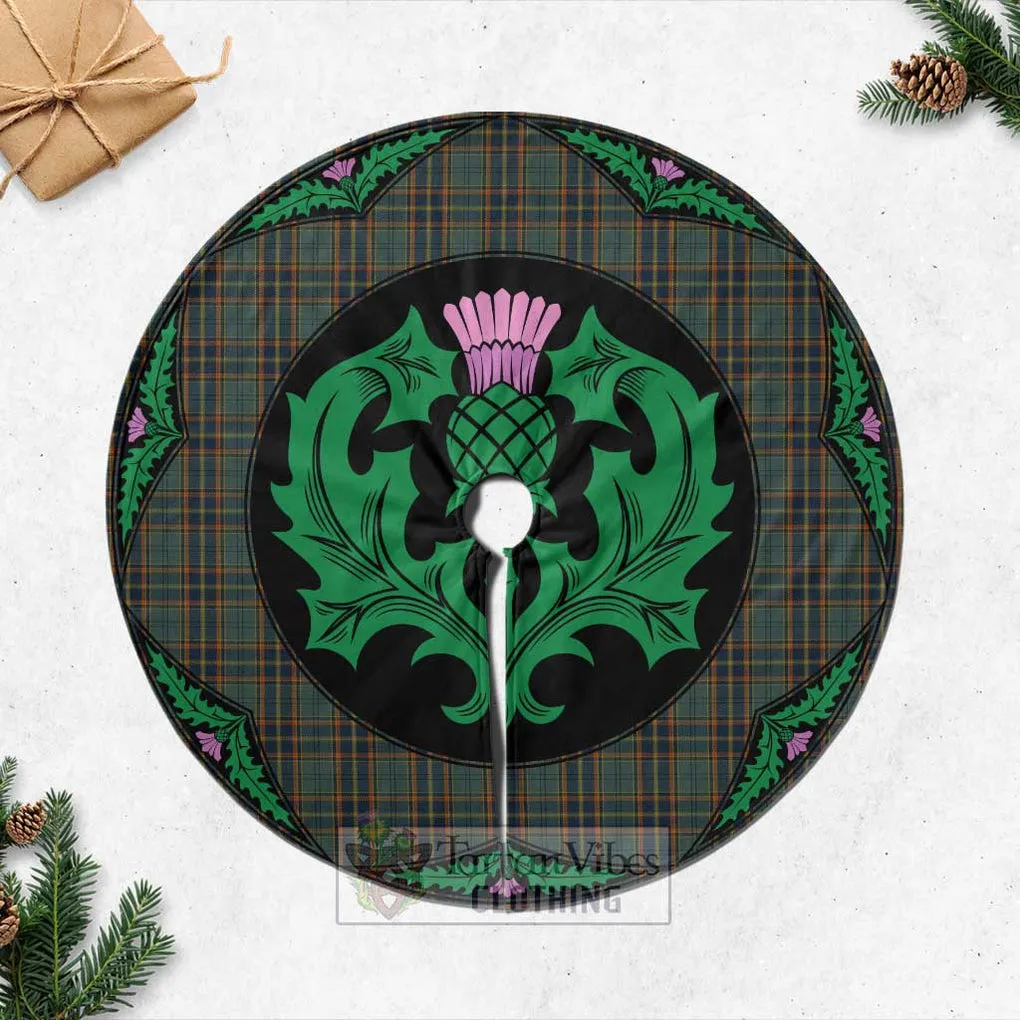 Antrim County Ireland Tartan Christmas Tree Skirt Scottish Thistle Style