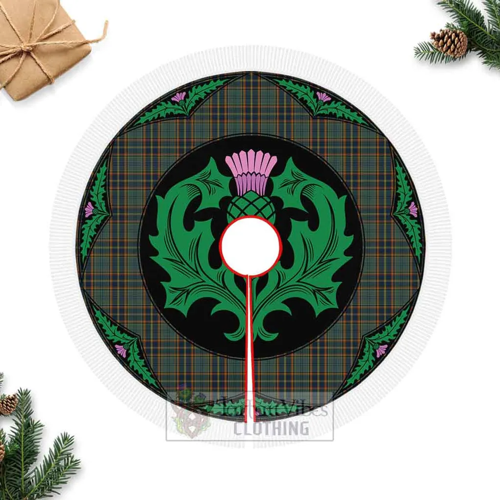 Antrim County Ireland Tartan Christmas Tree Skirt Scottish Thistle Style