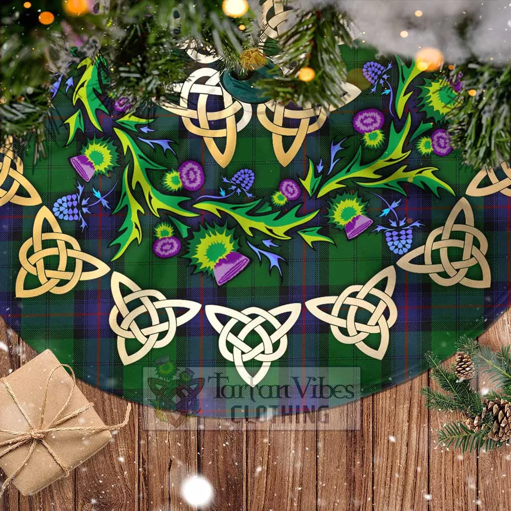 Armstrong Tartan Christmas Tree Skirt with Thistle Celtic Knot Style