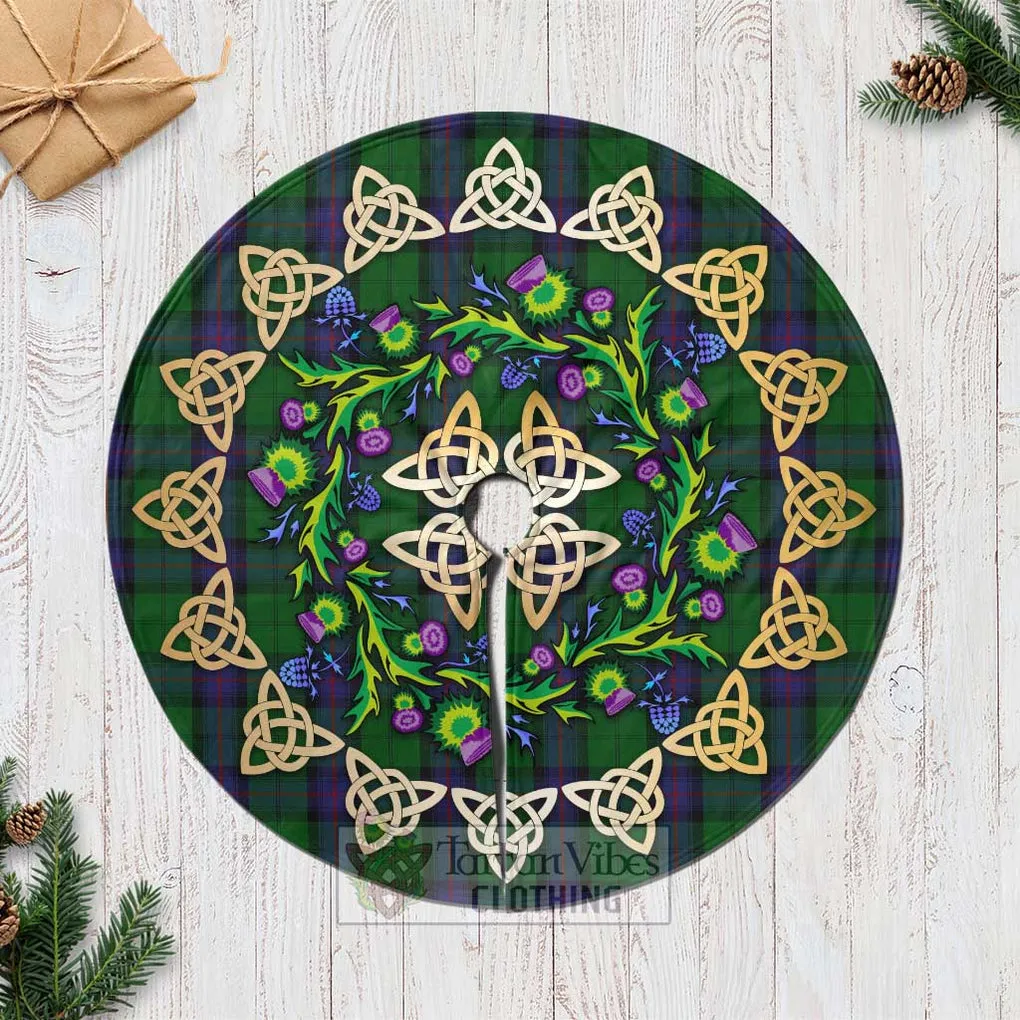 Armstrong Tartan Christmas Tree Skirt with Thistle Celtic Knot Style