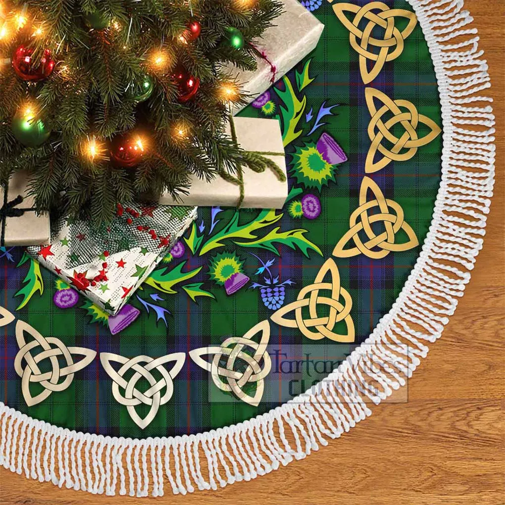 Armstrong Tartan Christmas Tree Skirt with Thistle Celtic Knot Style