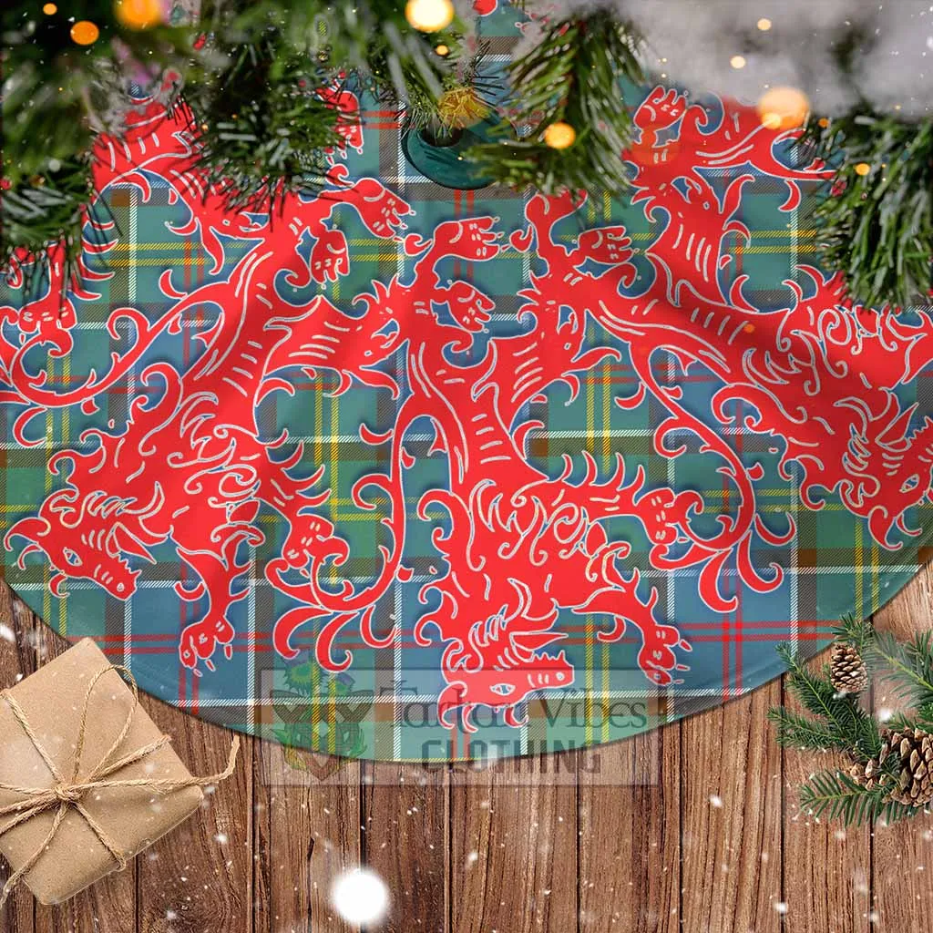 Ayrshire District Tartan Christmas Tree Skirt Lion Rampant Style