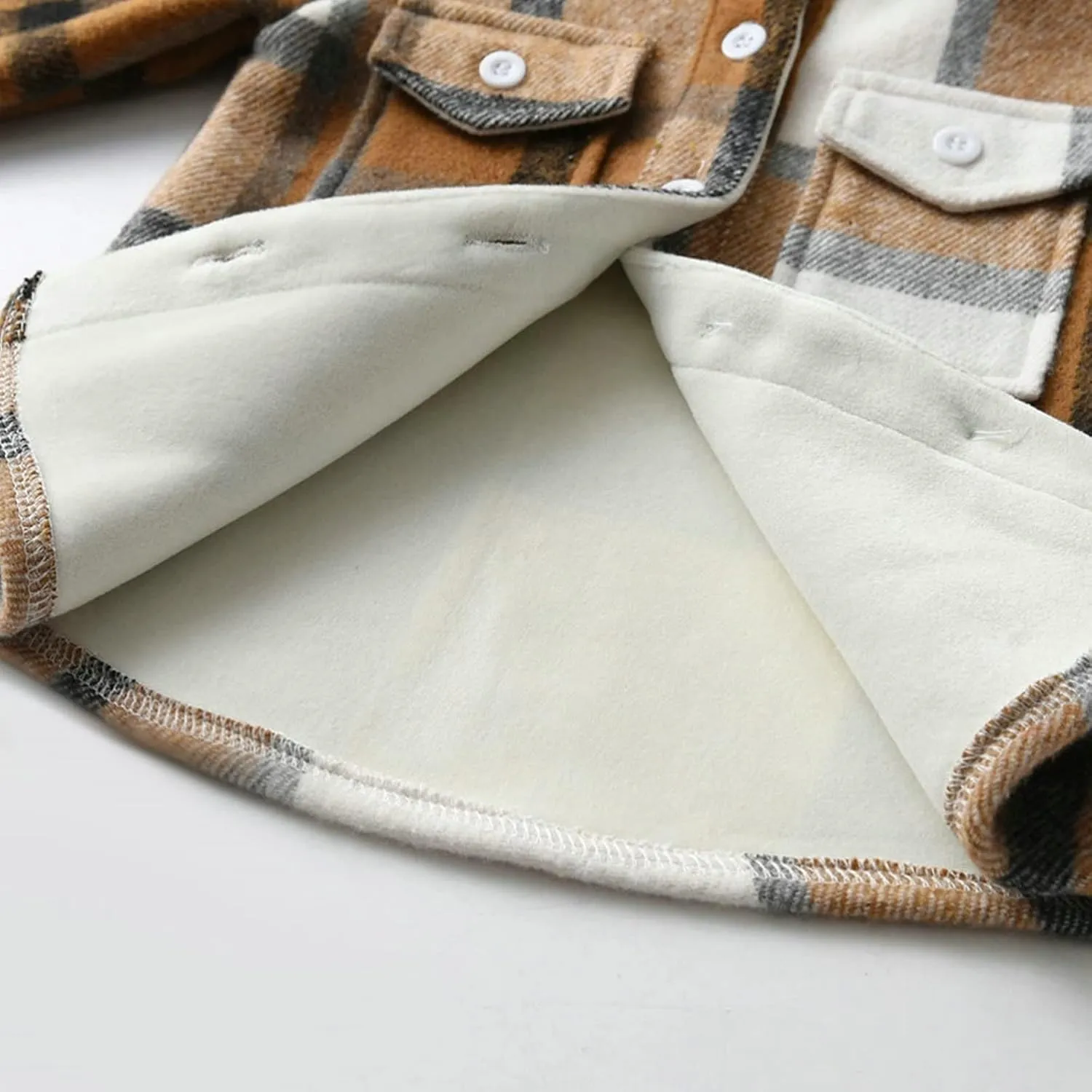 Baby Boys Kids Long Sleeve Button Down Plaid Shirts Fall Winter Flannel Shacket Jackets Tartan Tops