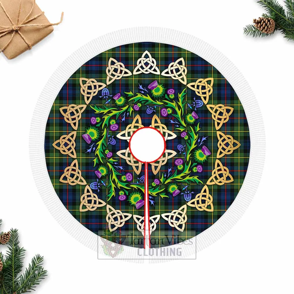 Baillie (Bailey) Tartan Christmas Tree Skirt with Thistle Celtic Knot Style