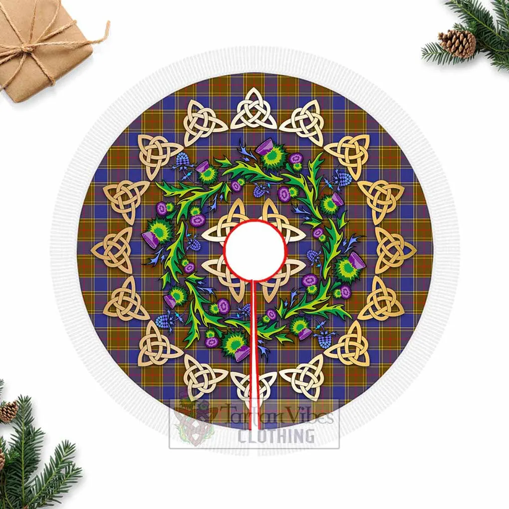 Balfour Tartan Christmas Tree Skirt with Thistle Celtic Knot Style