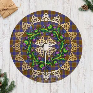 Balfour Tartan Christmas Tree Skirt with Thistle Celtic Knot Style