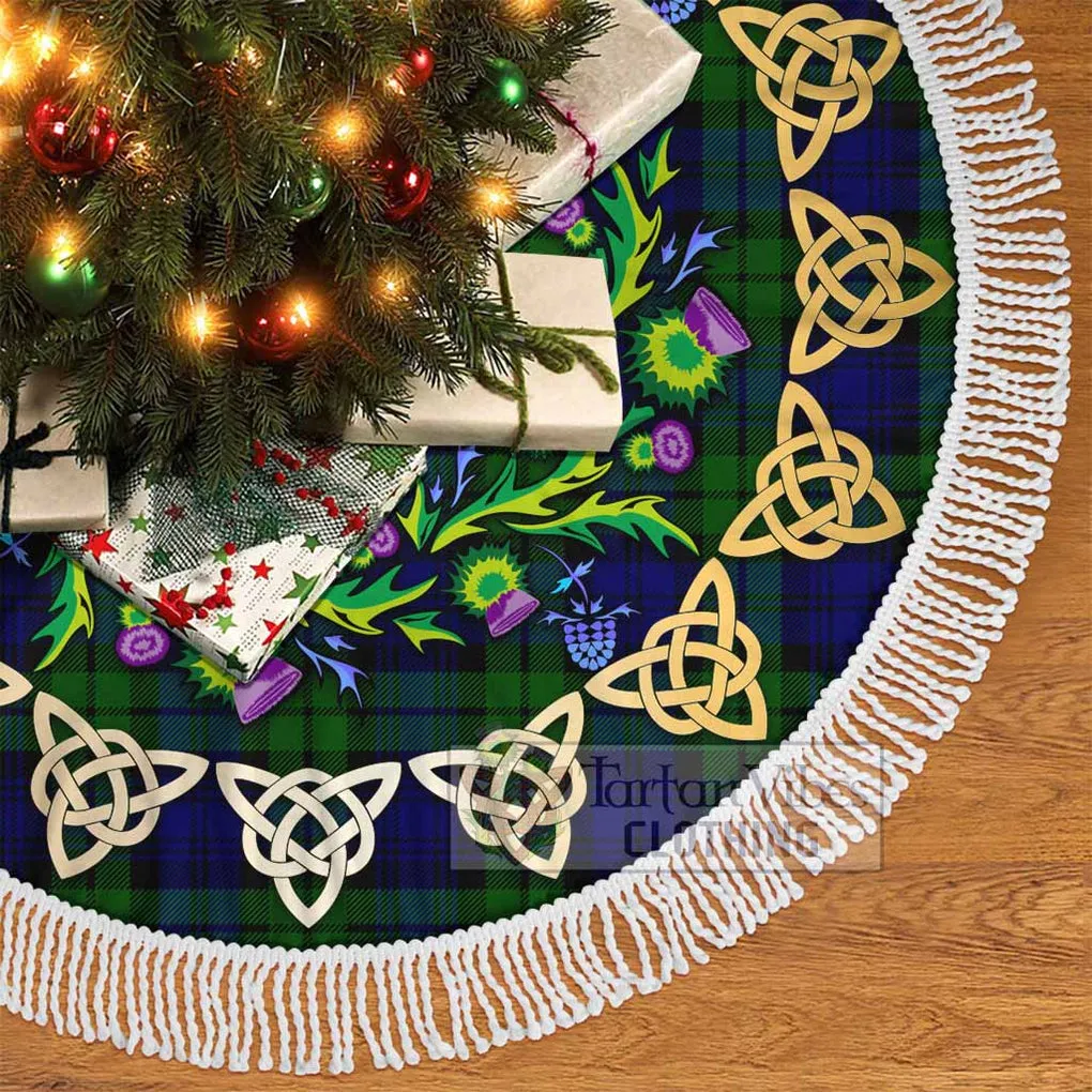 Bannatyne Tartan Christmas Tree Skirt with Thistle Celtic Knot Style