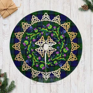 Bannatyne Tartan Christmas Tree Skirt with Thistle Celtic Knot Style