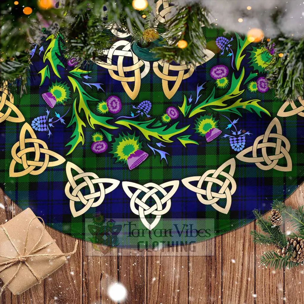 Bannatyne Tartan Christmas Tree Skirt with Thistle Celtic Knot Style