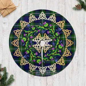 Bannerman Tartan Christmas Tree Skirt with Thistle Celtic Knot Style