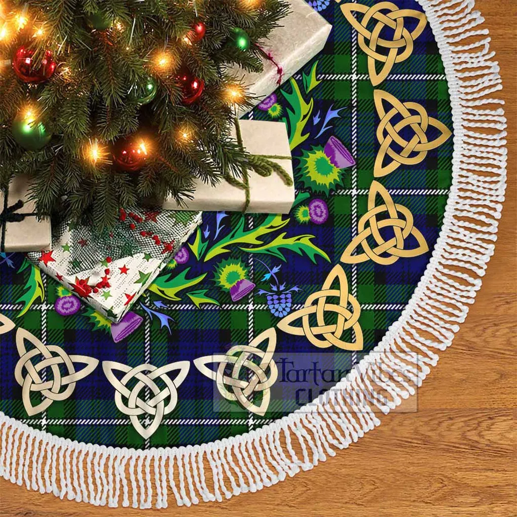 Bannerman Tartan Christmas Tree Skirt with Thistle Celtic Knot Style
