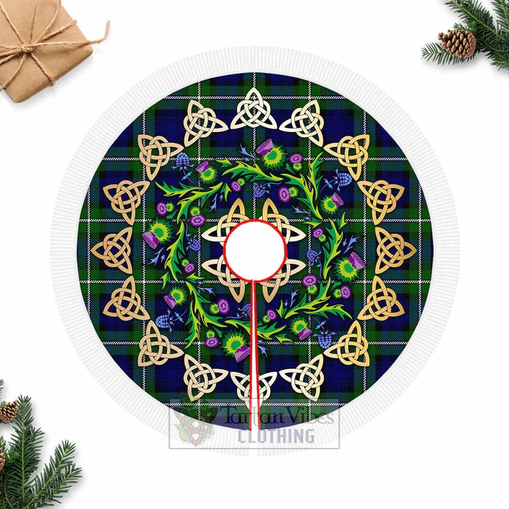 Bannerman Tartan Christmas Tree Skirt with Thistle Celtic Knot Style