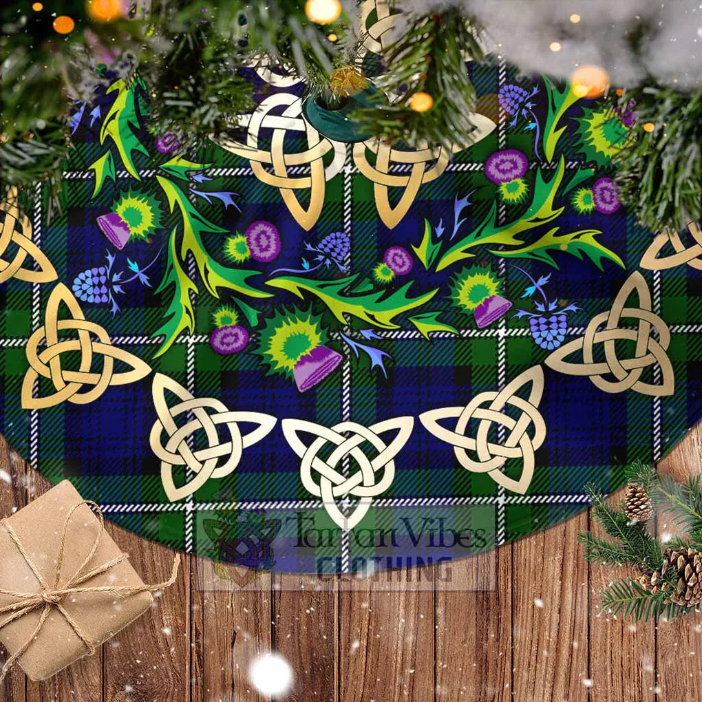 Bannerman Tartan Christmas Tree Skirt with Thistle Celtic Knot Style
