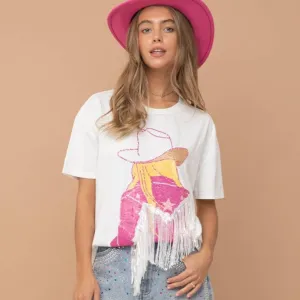 barbiecore cowgirl sequin tee