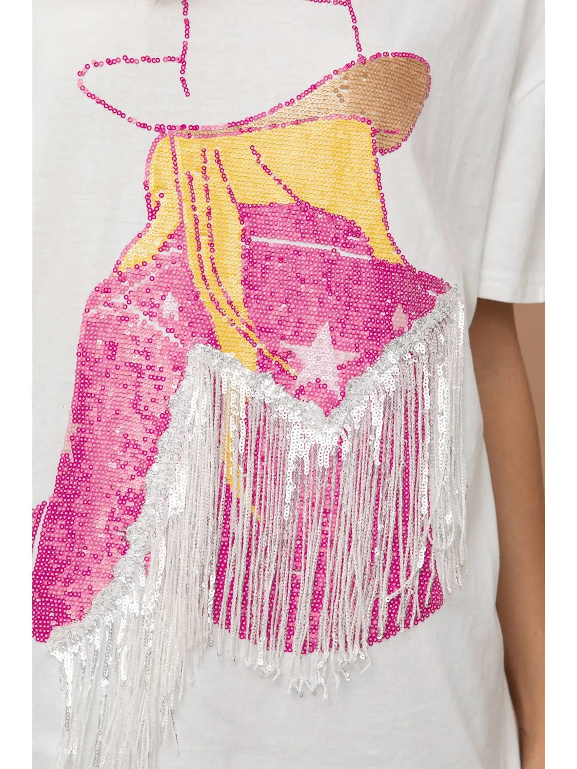barbiecore cowgirl sequin tee