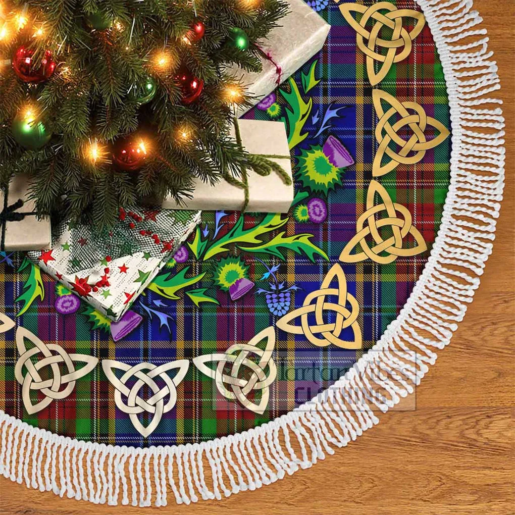 Beattie (Beatty) Tartan Christmas Tree Skirt with Thistle Celtic Knot Style
