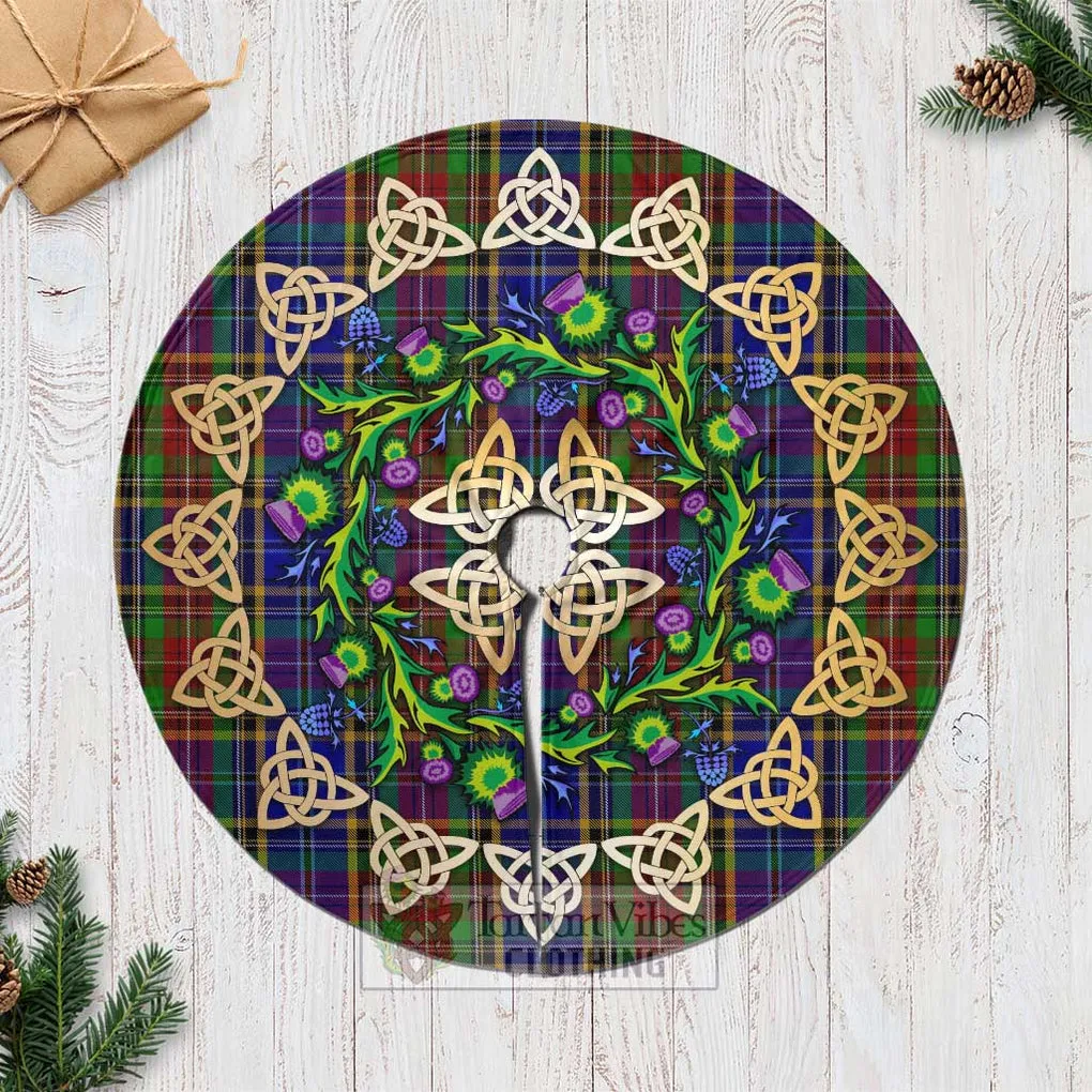 Beattie (Beatty) Tartan Christmas Tree Skirt with Thistle Celtic Knot Style