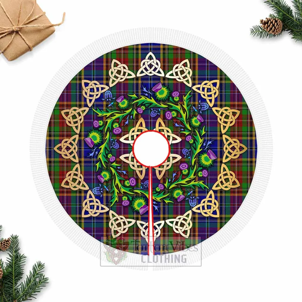Beattie (Beatty) Tartan Christmas Tree Skirt with Thistle Celtic Knot Style