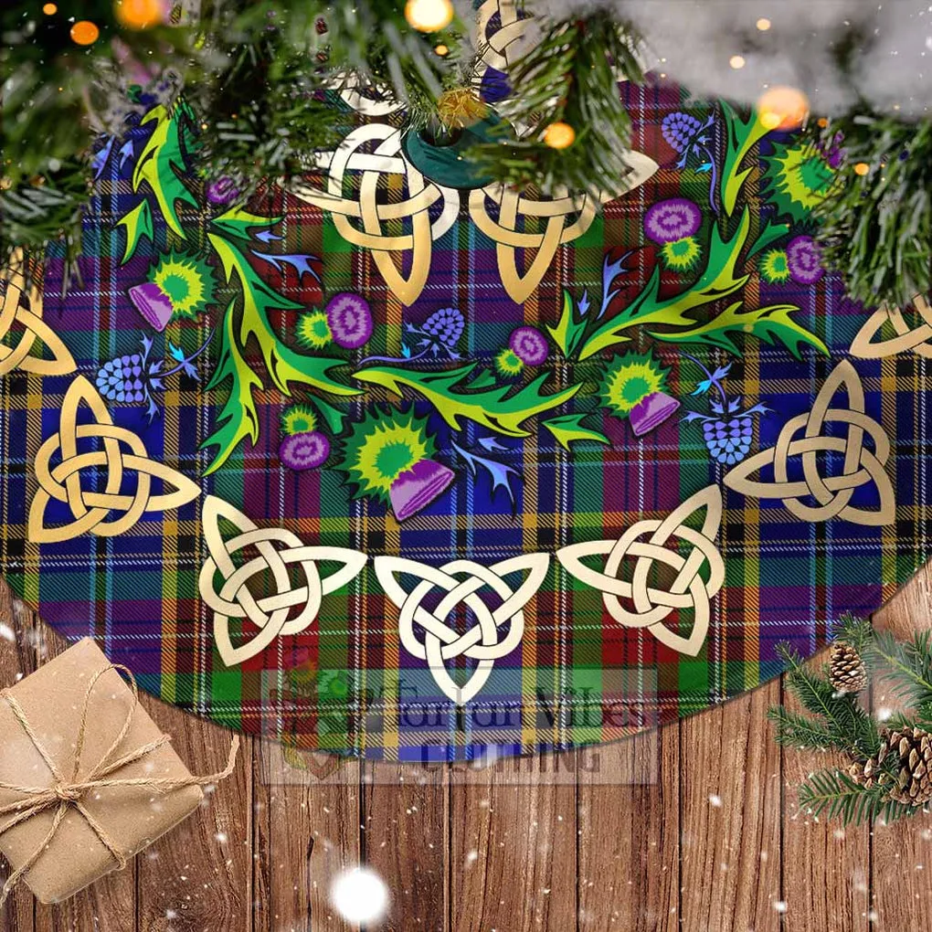 Beattie (Beatty) Tartan Christmas Tree Skirt with Thistle Celtic Knot Style