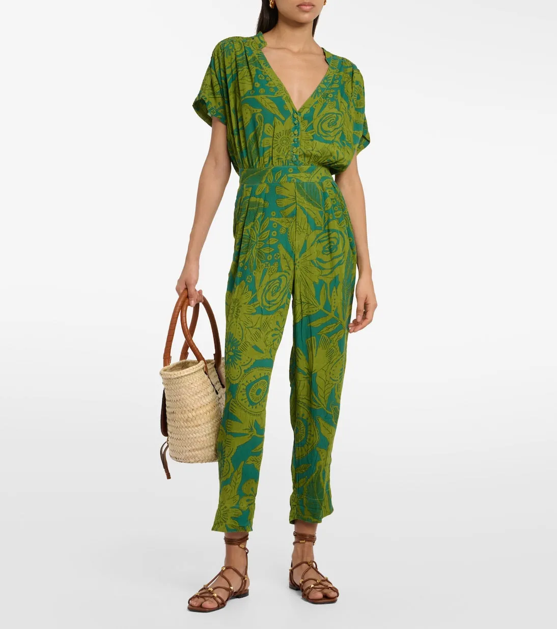 Becky jumpsuit with Poupette St Barth print, green