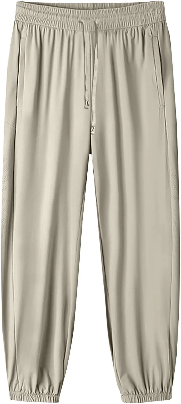 Beeswan Pants for Women Casual Loose Stretchy Work Pants Jogging Elastic Summer Solid Outfit Ankle-Length with Pockets