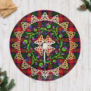 Belshes (Belsches) Tartan Christmas Tree Skirt with Thistle Celtic Knot Style
