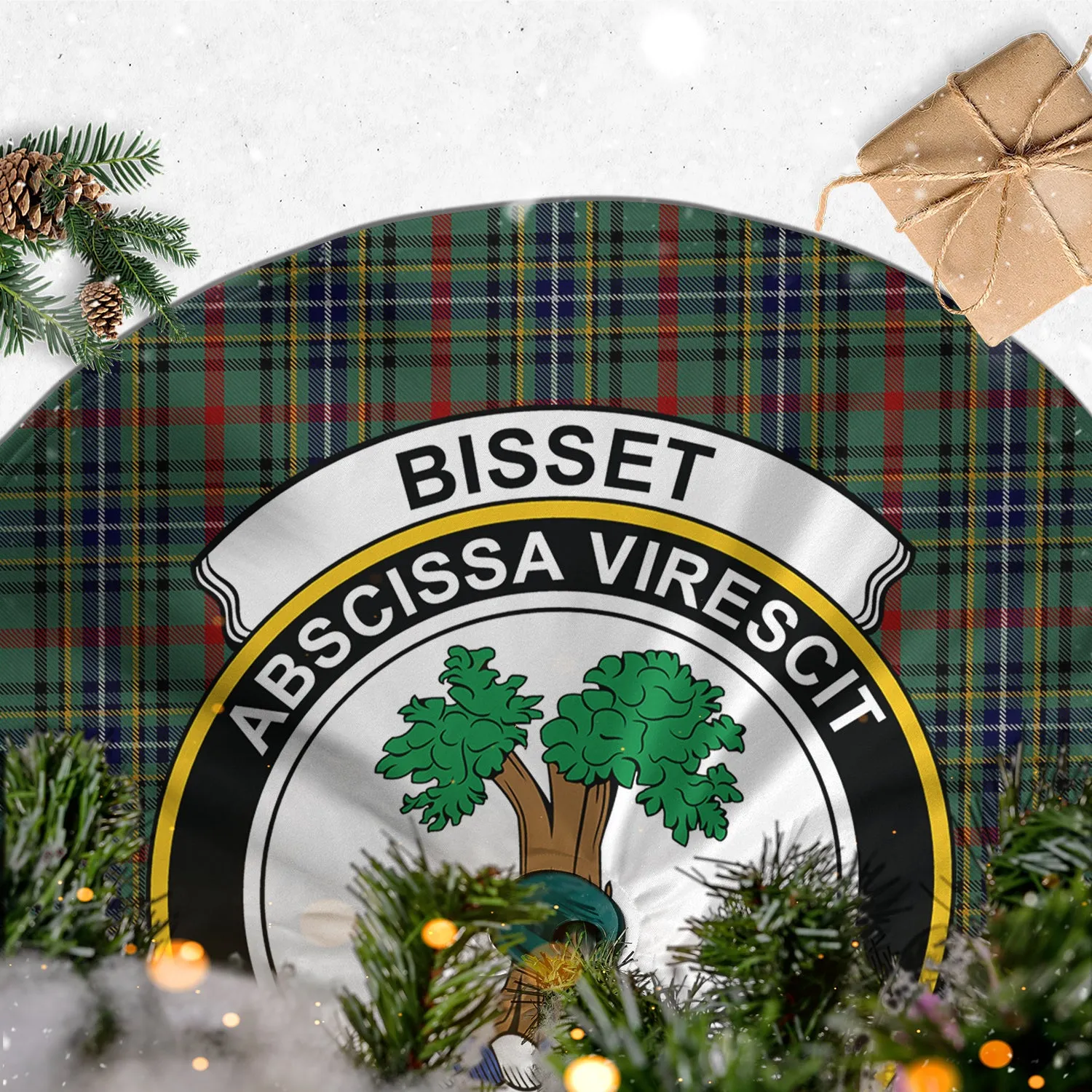 Bisset Tartan Christmas Tree Skirt with Family Crest