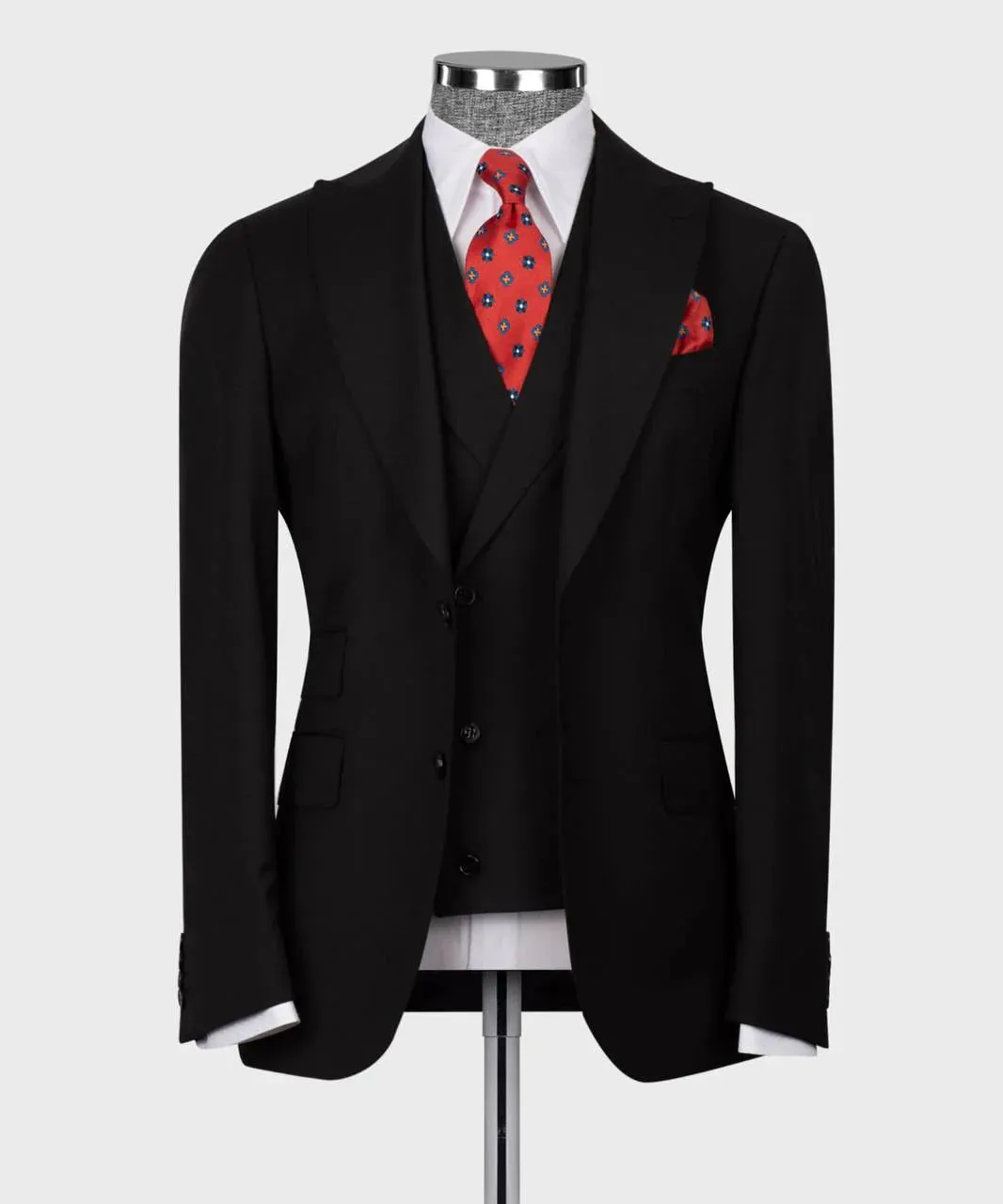 Black Classic Mens Wool Suit