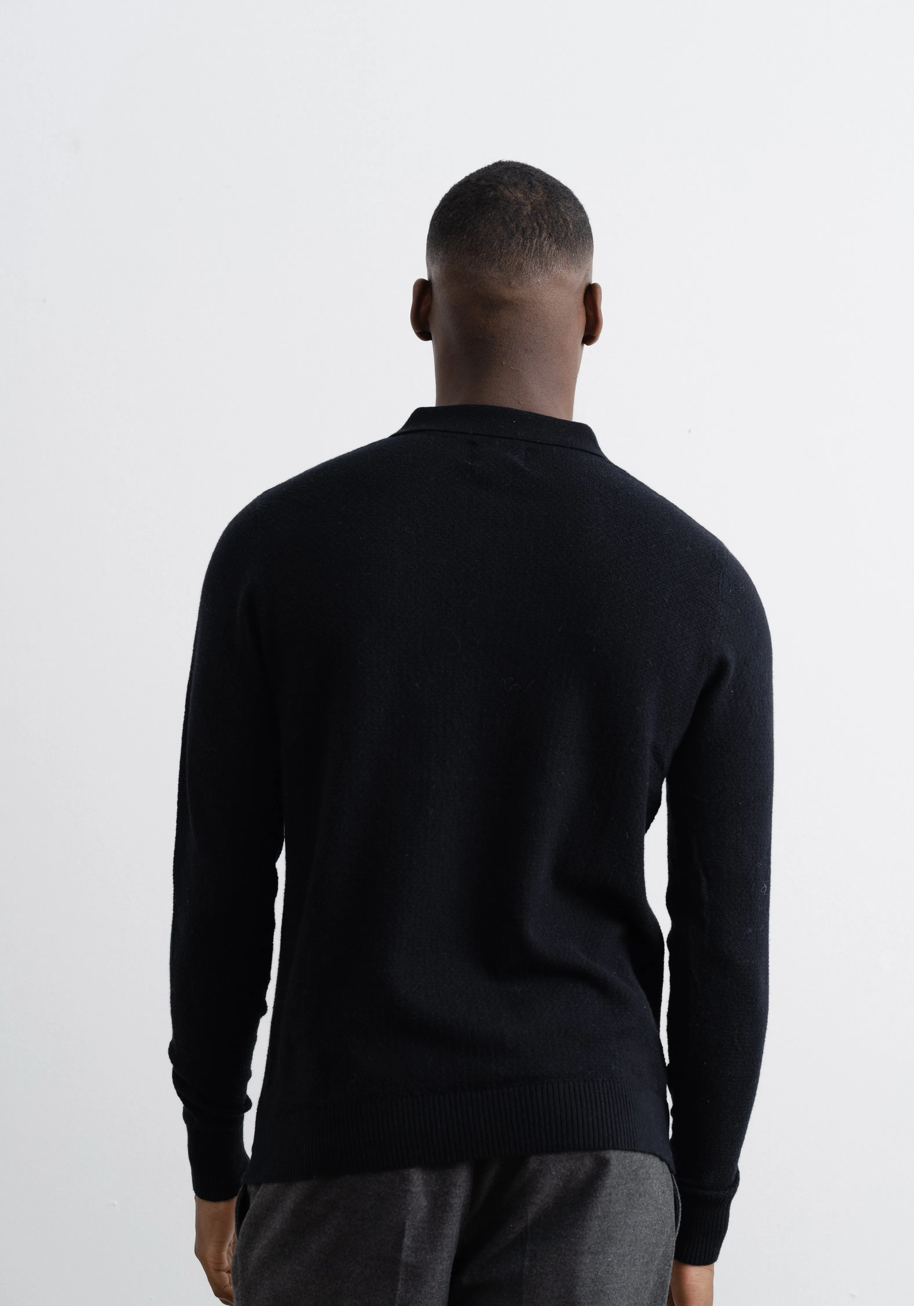 Black Long Sleeve Polo