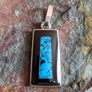 Black Onyx & Turquoise Pendant by Harlan Coonsis GJ-PND-0079