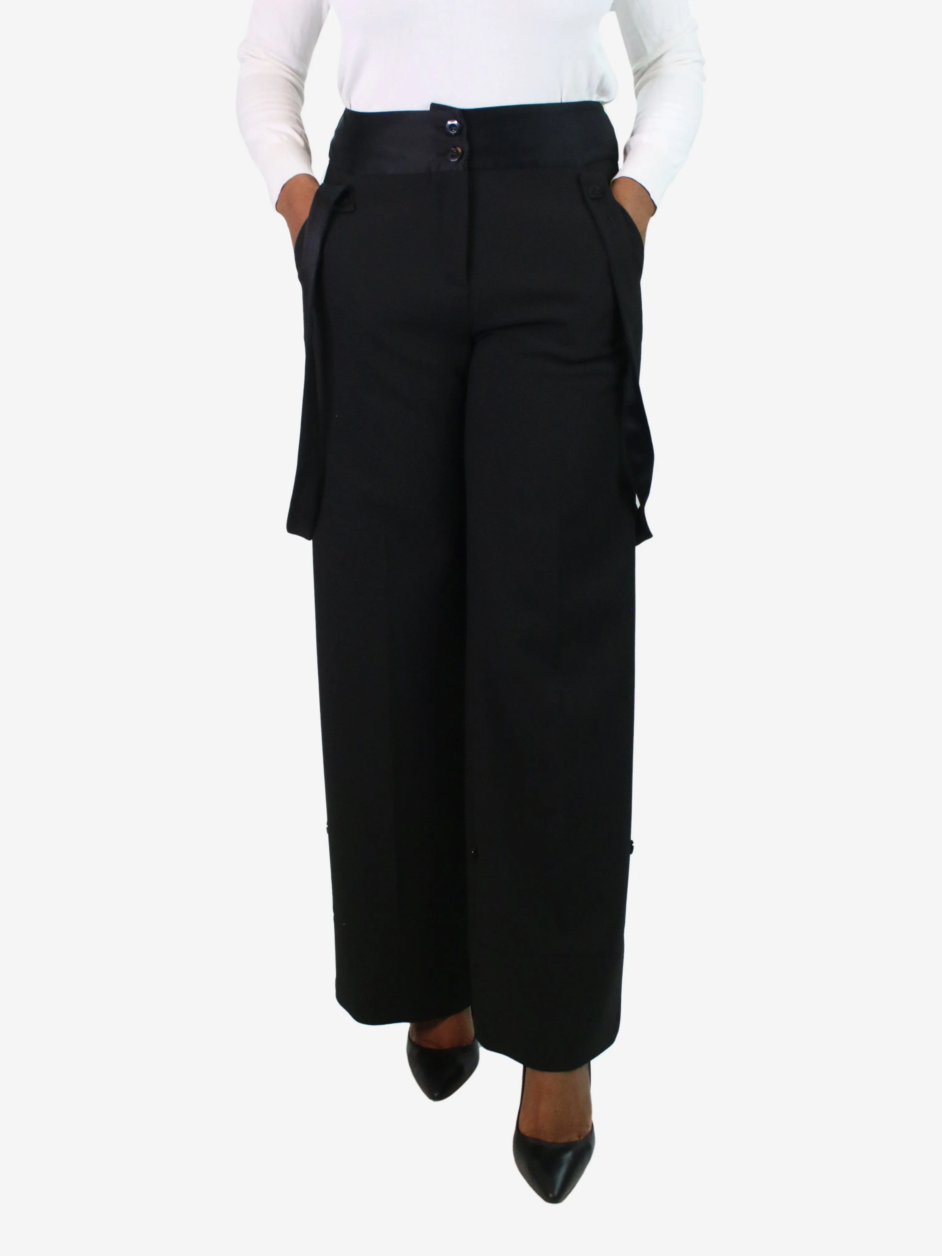 Black wide-leg overalls - size UK 12