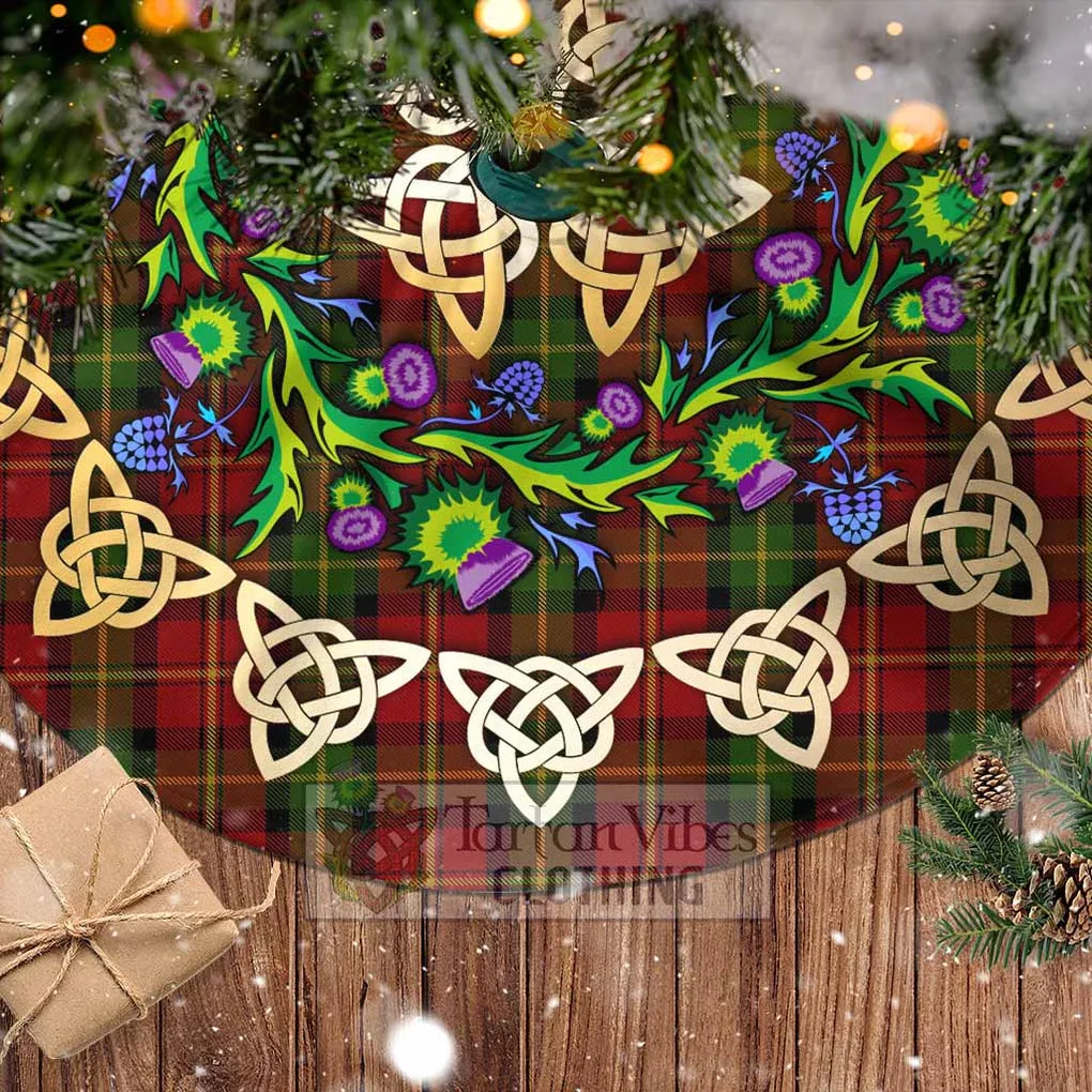 Blackstock Tartan Christmas Tree Skirt with Thistle Celtic Knot Style