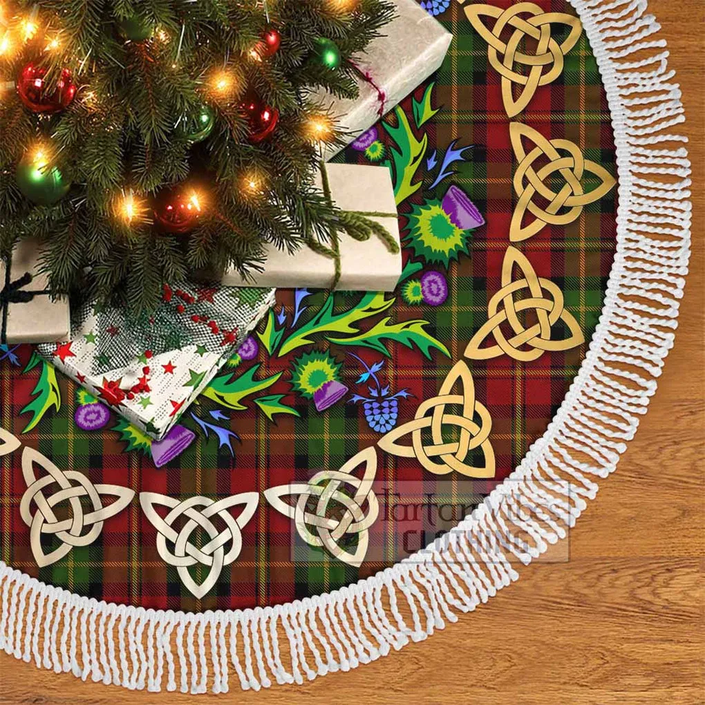 Blackstock Tartan Christmas Tree Skirt with Thistle Celtic Knot Style