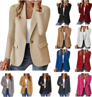 Blazers for Women Business Jackets Lapel Casual Long Sleeve Coats Open Front Button Blazer Work Office with Pockets