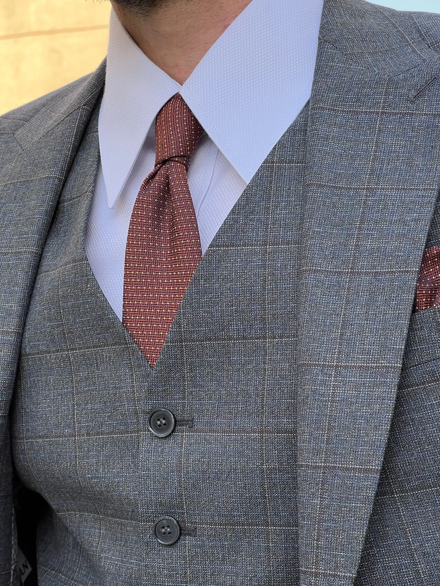Bojoni Montebello Slim Fit High Quality Woolen Plaid Smoked Suit