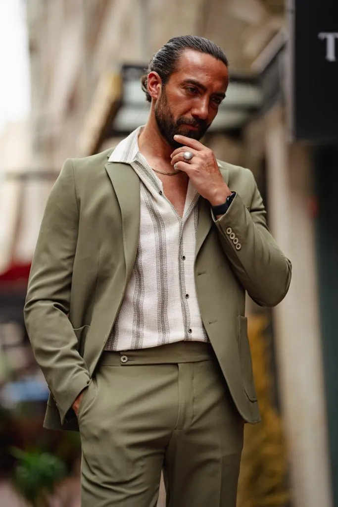 Bojoni Serra Green Slim Fit Wool Suit