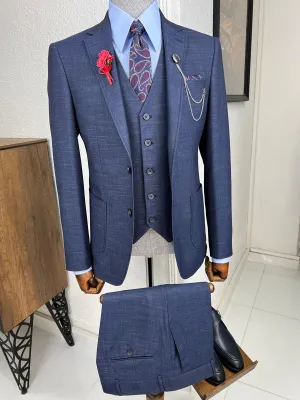 Bojoni Veneta Slim Fit High Quality Woolen Navy Suit