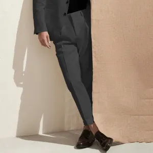 BONSIR  -  Men's Spring Fashion Casual Pants Small Straight Slim Fit Nine Point Small Trousers Solid Color Crimped Harlan Pants