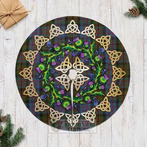Bowie Tartan Christmas Tree Skirt with Thistle Celtic Knot Style