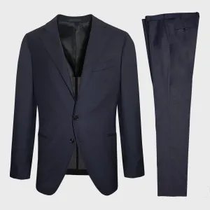 Caruso Men's Suit 130s Wool for Spring Summer Blue