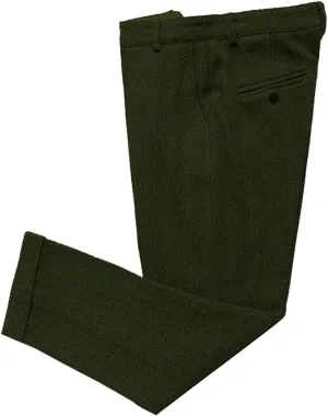 Ceehuteey Men's Regular Fit Tweed Wool Dress Pants Flat Front Herringbone Trousers
