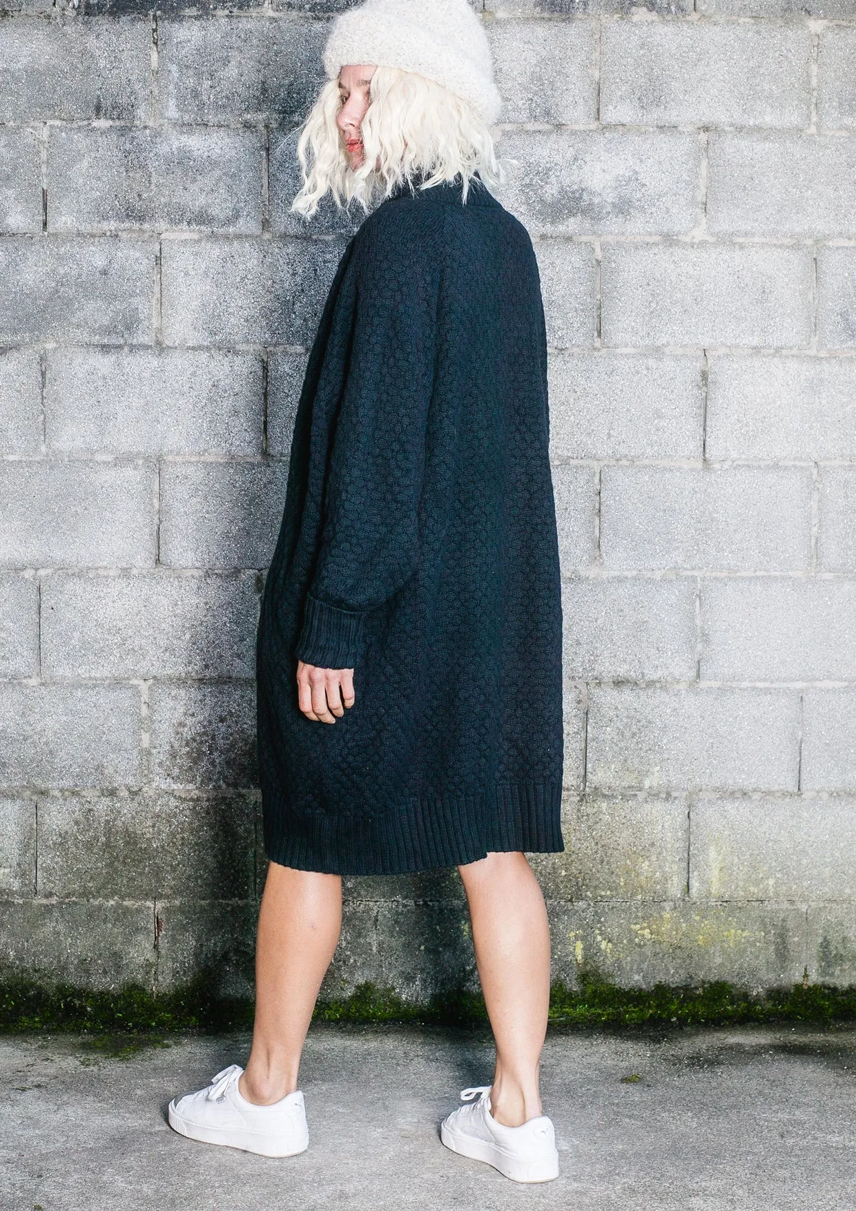 COZY CARDIGAN - KNIT PEARL black