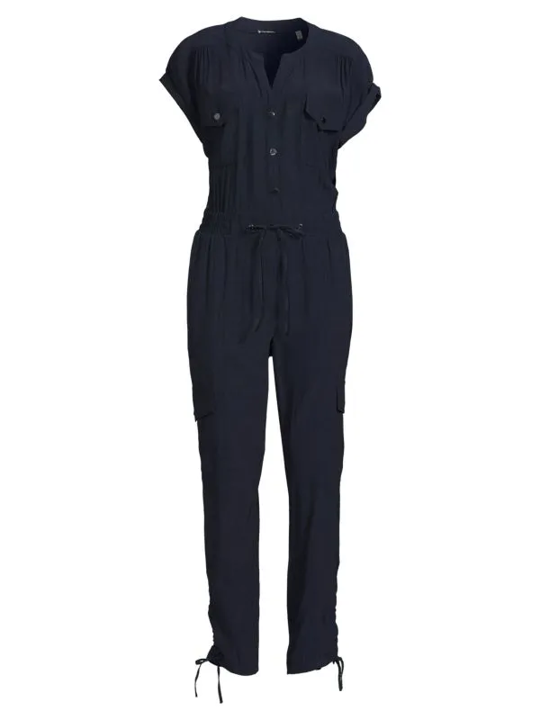 Elie Tahari ankle length jumpsuit with belt, denim