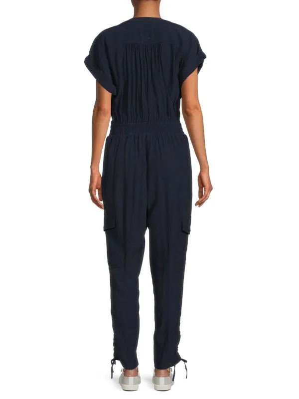 Elie Tahari ankle length jumpsuit with belt, denim